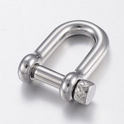 Stainless Steel Color 304 Stainless Steel D-Ring Anchor Shackle Clasps, For Bracelets Making, Stainless Steel Color, 26x20x7.5mm, Inner: 16.5x8.5mm