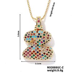 Letter Z Латунные паве цветные кубические цирконии буква подвеска коробка цепочка ожерелья, золотые, Письмо Z, 15.75 дюйм (40 см)