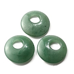 Зеленый Авантюрин Естественный зеленый авантюрин подвески, плоско-круглые, 40~41x8~9 мм, отверстие : 12~15 мм