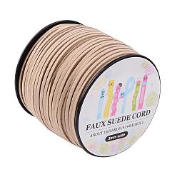 Light Goldenrod Yellow Faux Suede Cord, Faux Suede Lace, Paper Box Packing, Light Goldenrod Yellow, 3.0x1.4mm, about 98.43yards/roll(90m/roll)
