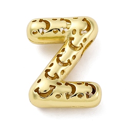 Letter Z Латунные подвески, стойки покрытие, долговечный, без кадмия и без свинца, подвески с полыми буквами, Письмо Z, 22x16.5x7.5 мм, отверстие : 4.7x3 мм