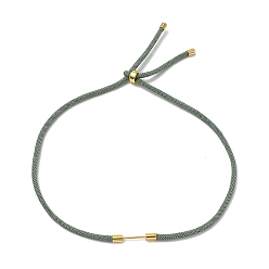 Dark Sea Green Adjustable Nylon Cord Necklace Making, with Brass Beadable Bar, Golden, Dark Sea Green, 18.11x0.16 inch(46x0.4cm)