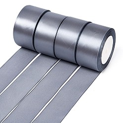 Gray Single Face Satin Ribbon, Polyester Ribbon, Gray, 2 inch(50mm), about 25yards/roll(22.86m/roll), 100yards/group(91.44m/group), 4rolls/group