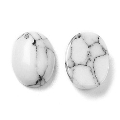 White Glass Cabochons, Imitation Gemstone, Oval, White, 8x6x2.5~3mm