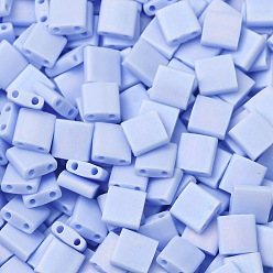 (TL494FR) Matte Opaque Light Periwinkle AB Perles miyuki tila, perles de rocaille japonais, 2-trou, (tl494fr) mat opaque pervenche clair ab, 5x5x1.9mm, Trou: 0.8mm, environ590 pcs / 50 g