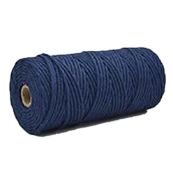 Marine Blue Cotton String Threads, Macrame Cord, Decorative String Threads, for DIY Crafts, Gift Wrapping and Jewelry Making, Marine Blue, 4mm, about 109.36 Yards(100m)/Roll