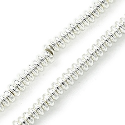 с Покрытием Серебра Гальванические нити из синтетических немагнитных гематитовых бусин, диск, Heishi бусы, со серебряным покрытием, 3x1.5 мм, отверстие : 1 мм, около 285 шт / нитка, 16.30'' (41.4 см)
