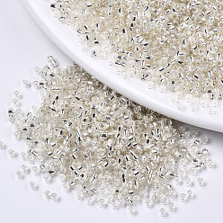 Silver Glass Seed Beads, Fit for Machine Eembroidery, Silver Lined, Round, Silver, 2.5x1.5mm, Hole: 1mm, about 20000pcs/bag