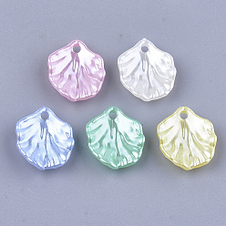 Mixed Color Acrylic Imitation Pearl Pendants, Leaf, Mixed Color, 17x15x4.5mm, Hole: 2mm, about 1460pcs/500g