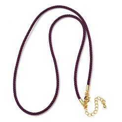 Фиолетовый 2мм круглый нейлоновый миланский шнур для изготовления ожерелья, с латунными выводами и 303 застежками из лобстера из нержавеющей стали, реальный 18 k позолоченный, фиолетовые, 18.50~18.70 дюйм (47~47.5 см)