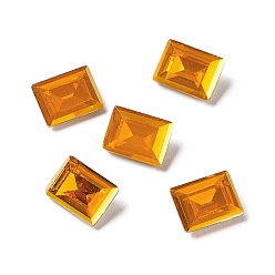 Sun Light AB Style Glass Rhinestone Cabochons, Pointed Back & Back Plated, Faceted, Rectangle, Sun, 8x6x3.5mm