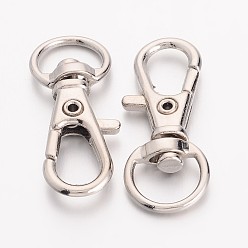 Platinum Alloy Swivel Clasps Lanyard Snap Hook, for Lanyard Key Rings Crafting Supplies, Platinum, 30.5x11x6mm, Hole: 5x9mm