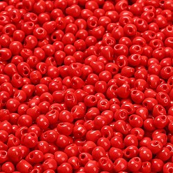 (DP408) Opaque Red Миюки 3.4мм капельные бусины, японский бисер, непрозрачных цветов, (dp408) непрозрачный красный, 3.4x3 мм, отверстие : 0.65 мм, Около 900 шт / 50 г