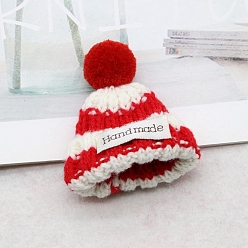 Красный Полосатая мини-шапка из шерстяной пряжи, DIY ювелирные серьги аксессуары для волос куклы ремесленные принадлежности, красные, 60x50 мм