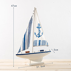 Large Indian Anchor Sailboat Mediterranean style wooden sailboat model decoration smooth sailing desktop decoration home decoration craft boat gift