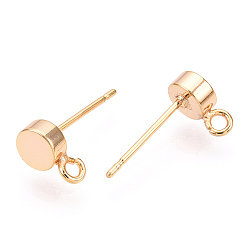 Настоящее золото 18K Изделия из латуни, с вертикальными петлями, плоско-круглые, реальный 18 k позолоченный, 10.5x5 мм, отверстие : 1.5 мм, штифты : 12x0.8 мм