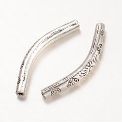 Antique Silver Tibetan Style Alloy Tube Beads, Antique Silver, 35x4mm, Hole: 1.5mm