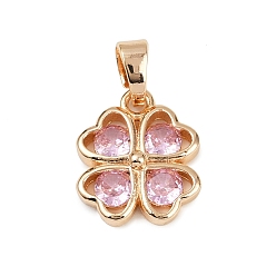 Сливовый Кулон из циркония, клевер амулеты, долговечный, без свинца и без кадмия, слива, 15x12.5x4 мм, отверстие : 4.5x3 мм