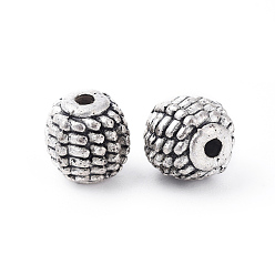 Antique Silver Tibetan Style Alloy Beads, Lead Free & Cadmium Free, Round, Antique Silver, Size: about 9mm in diameter, hole: 2mm