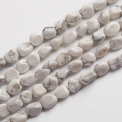 Howlite Natural Howlite Beads Strands, Tumbled Stone, Nuggets, 6.5~9.5x5.5~7.5x3.5~5.5mm, Hole: 0.8mm, about 50pcs/Strand, 15.67 inch(39.8cm)