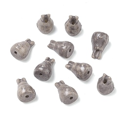 Dark Gray Vintage Handmade Porcelain Beads, Fancy Antique Glazed Porcelain, Rabbit, Dark Gray, 17.5x11mm, Hole: 2mm