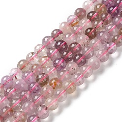 Rutilated Quartz Natural Purple Rutilated Quartz Beads Strands, Round, 6mm, Hole: 0.9mm, about 60~61pcs/strand, 15.35''~15.55''(39~39.5cm)