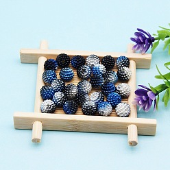 Dark Blue 500Pcs Gradient Color Resin Beads, Round Waxberry Beads, Dark Blue, 10mm, Hole: 1mm
