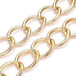 Light Gold Aluminum Curb Chains, Twist Link Chains, Unwelded, Light Gold, 45x34x6mm