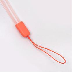 Light Salmon Rubber Lanyard Straps, with Plastic Findings, Light Salmon, 15.3 inch