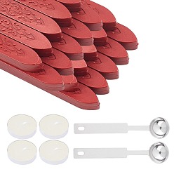 Индийский Красный Diy наборы штампов с восковой печатью, сургучные палочки, без фитилей, с ложкой из нержавеющей стали, свеча, Индийская красная, 90x11x11 мм