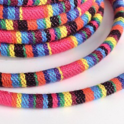 Разноцветный Этнических шнур полиэфирные шнуры, красочный, 7x5 мм, 10 ярдов / рулон