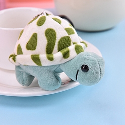 Olive Drab Cute Turtle Plush Cotton Doll Pendant Keychain, Pendant Decorations with Alloy Findings, Olive Drab, 10cm