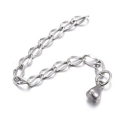 Stainless Steel Color 304 Stainless Steel Chain Extender, with Teardrop Charms, Stainless Steel Color, 59x2.5mm