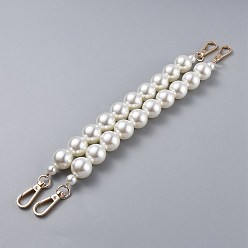 White Bag Chain Straps, with ABS Plastic Imitation Pearl Beads and Light Gold Zinc Alloy Swivel Clasps, for Bag Replacement Accessories, White, 29cm