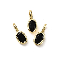 Черный Овальные латунные микро проложит кубических прелести диоксида циркония, стойки покрытие, долговечный, без кадмия и без свинца, золотые, чёрные, 12x5x4 мм, отверстие : 3.5x2 мм