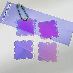 Food Laser Style Acrylic Disc Keychain Blanks, with Random Color Ball Chains, Cookies Pattern, 4.5x4cm, 4pcs/bag