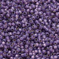 (2124) Silver Lined Milky Lavender Тохо 8/0 круглые бусины, японский бисер, (2124) молочно-лавандовый с серебряной подкладкой, 3 мм, отверстие : 1 мм, Около 1110 шт / 50 г