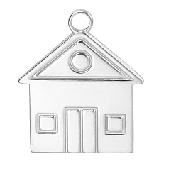 Stainless Steel Color 201 Stainless Steel Pendants, House Charms, Stainless Steel Color, 23x20x1.5mm, Hole: 2mm