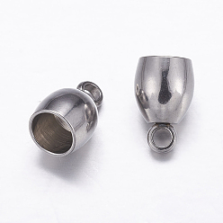 Stainless Steel Color 304 Stainless Steel Cord Ends, End Caps, Stainless Steel Color, 10.5x7mm, Hole: 2mm, Inner Diameter: 5mm