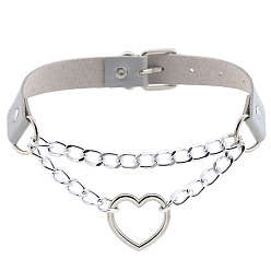 Light gray Stylish Heart-Shaped Chain Collar Necklace for Fashionable Trendsetters