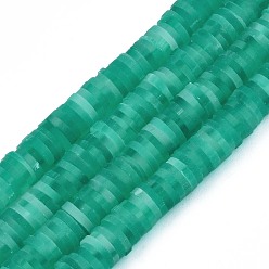 Средний Морско-зеленый Полимерной глины ручной работы бисер нитей, для поделок ювелирных изделий, Heishi бусы, Диск / плоские круглые, средний морской зеленый, 6x0.5~1 мм, отверстие : 1.8 мм, около 290~320 шт / нитка, 15.75 дюйм ~ 16.14 дюйм (40~41 см)