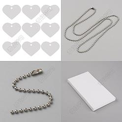 Сердце 50шт. большие алюминиевые подвески, пустые теги, с 20шт. железных шариков для изготовления ожерелья, 30Железные бирки из ПК, сердце, 33x37.5x1 мм, отверстие : 3.5 мм