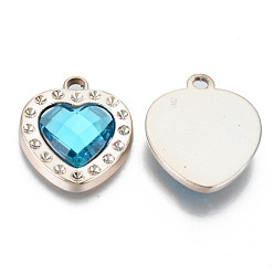 Темно-Голубой Уф покрытие акриловые подвески настройки горный хрусталь, с акриловыми стразами, граненое сердце, золотой свет, глубокое синее небо, футов для 2 мм горного хрусталя, 25x21.5x5.5 мм, отверстие : 2.5 мм