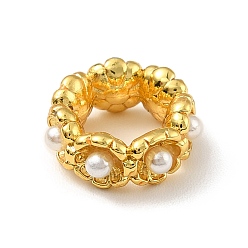 Белый Латунные бусины, с абс пластмассовой имитационной жемчужиной, реальный 18 k позолоченный, без свинца, без кадмии и без никеля, белые, 11.5x5 мм, отверстие : 7 мм