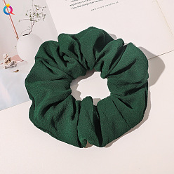 C224B Bubble Gauze Solid Color - Dark Green Однотонные тканевые резинки для волос из шелкового атласа, держатель для хвоста, повязка на голову