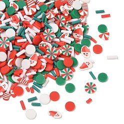 Mixed Color Christmas Handmade Polymer Clay Cabochons, Mixed Shapes, Mixed Color, 1.5~6.5x4.5~6x0.7~1.5mm, about 43478pcs/1000g