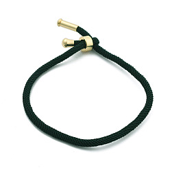 Темно-оливково-зеленый Браслеты хлопок шнур, с латунной найти, долговечный, реальный 24 k позолоченный, темно-оливковый зеленый, 8-1/2 дюйм (21.5 см) ~ 9 дюйм (23 см)