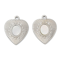 Нержавеющая Сталь Цвет 304 подвески из натуральной белой ракушки из нержавеющей стали, сердце прелести, цвет нержавеющей стали, 23x18.5x2.5 мм, отверстие : 1.6 мм