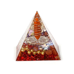Red Jasper Orgonite Pyramid Resin Energy Generators, Reiki Wire Wrapped Natural Red Jasper  Hexagonal Prism Inside for Home Office Desk Decoration, 60x60x60mm