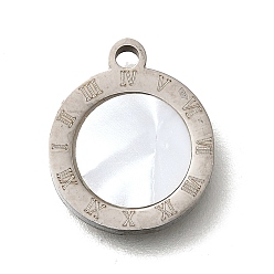 Нержавеющая Сталь Цвет 304 из нержавеющей стали плоские круглые прелести, с пластиковой имитацией оболочки, цвет нержавеющей стали, 14x12x2 мм, отверстие : 1.6 мм